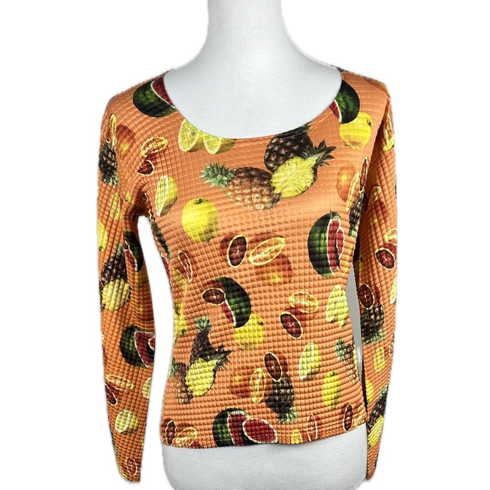 Cache Textured Colorful Fruitcore Top Sz S Kitsch Foodie Y2K 90s Phoebe Retro